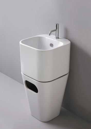 Раковина из сантехнического фаянса Azzurra Tandem TALP04443T0M/(ULI200/1 bi)*1 40х40 напольная цвет белый 1 отверстие под смеситель