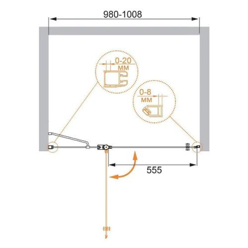 Душевая дверь Cezares ELENA ELENA-W-B-12-100-C-Cr 100х195 стекло прозрачное профиль хром - фото 4