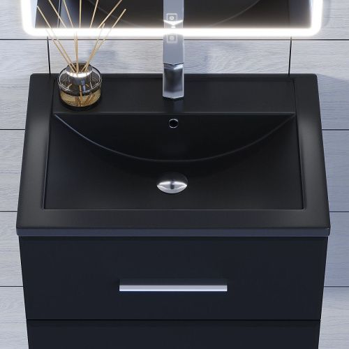 Раковина из искусственного камня Uperwood Foster Quartz 291030054 60х40 полувстраиваемая цвет черный - фото 4