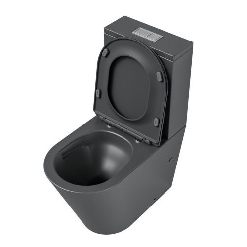 Унитаз напольный с бачком Grossman GR-4458GMSQ серый с сиденьем микролифт безободковый смыв торнадо - фото 3