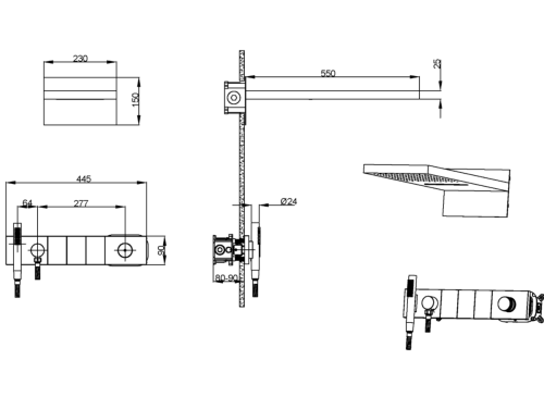 Душевая система Boheme Zodiac 132-SGM встраиваемая в стену цвет серый - фото 2