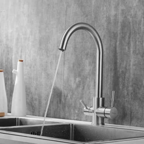 Смеситель для кухни Shevanik S168B на мойку сатин - фото 4