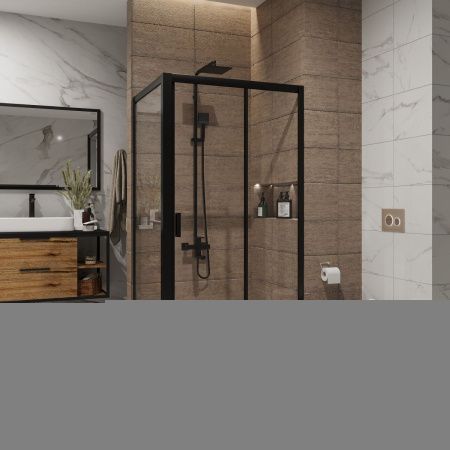 Душевой уголок Niagara Nova NG-82-9AB-A80B 90х80 стекло прозрачное профиль черный без поддона