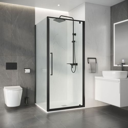 Душевой уголок Niagara Nova NG-35-9AGR-A90GR-34 90х90 стекло прозрачное профиль графит без поддона - фото 3