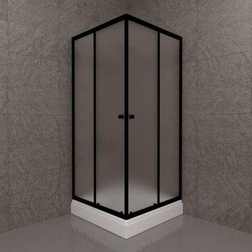 Душевой уголок Тритон Вента Щ0000073552 80х80 стекло матовое профиль черный с поддоном - фото 3