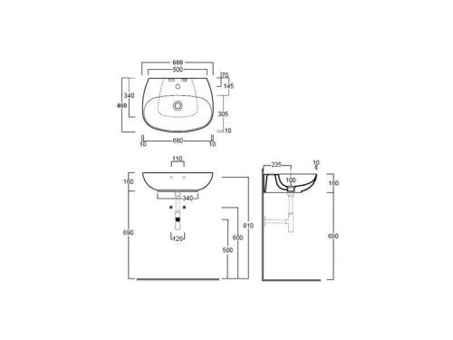 Раковина из сантехнического фаянса Simas VI 10 bia 60х50 подвесная цвет белый - фото 3
