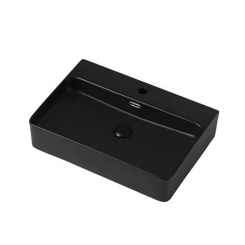 Раковина керамическая Abber RECHTECK AC2201MB 60х40 накладная цвет черный 1 отверстие под смеситель - фото 2