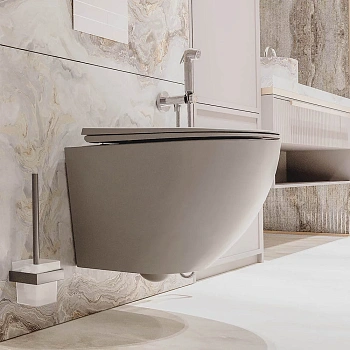 Унитаз подвесной Veconi Moro VMO-48TGr серый с сиденьем микролифт безободковый смыв торнадо