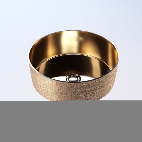 Раковина из сантехнического фаянса Grossman GR-5010GG 40х40 накладная цвет золото - фото 2