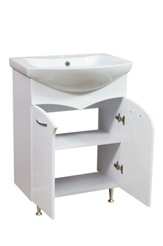 Тумба под раковину Stella Polar Волна SP-00000052 60х30 напольная цвет белый - фото 4