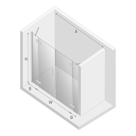 Душевая дверь New Trendy NEW RENOMA D-0362A/D-0363A 210х195 стекло прозрачное профиль хром