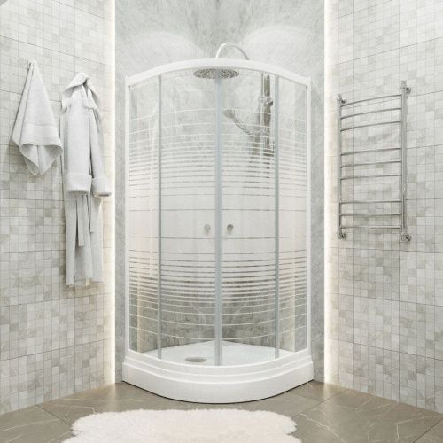 Душевой уголок Тритон Стандарт Щ0000061805 90х90 стекло с рисунком профиль белый с поддоном - фото 5