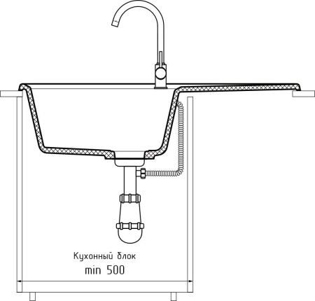Кухонная мойка Granfest Unique U-840L графит 85х50 цвет серый поверхность матовая