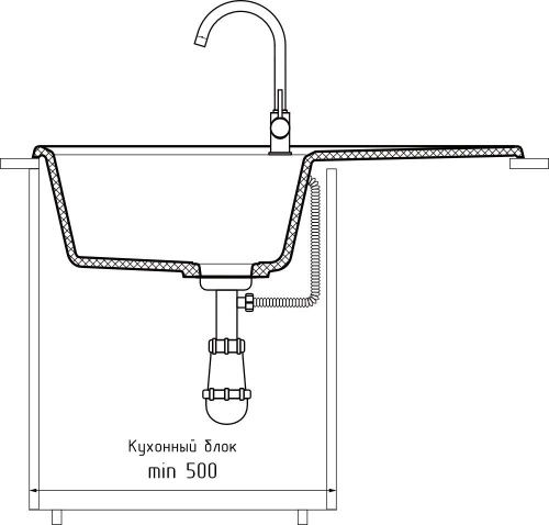 Кухонная мойка Granfest Unique U-840L графит 85х50 цвет серый поверхность матовая - фото 4