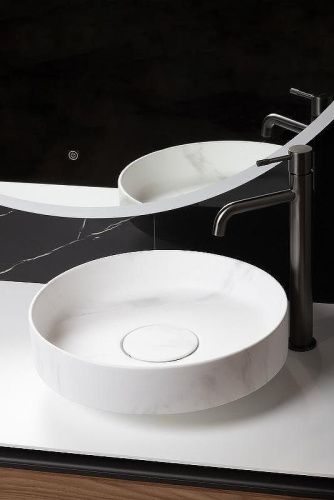 Раковина из искусственного камня Boheme Corian 801-CLCT 40х40 накладная цвет белый - фото 4