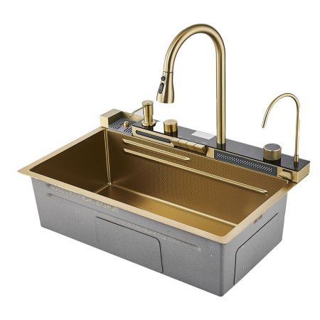 Кухонная мойка Savol S-SC001C 75х45 цвет золото поверхность матовая