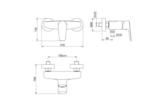 Смеситель для душа Aquatek БЕТТА AQ1160MB настенный черный - фото 4