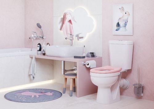 Унитаз-компакт напольный с бачком Santek Каспер 1WH501847 белый/розовый с сиденьем каскадный смыв - фото 4