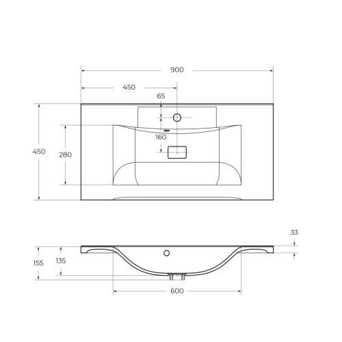Раковина из искусственного камня BelBagno BB900/450-LV-MR-PR 90х50 накладная цвет белый 1 отверстие под смеситель - фото 2