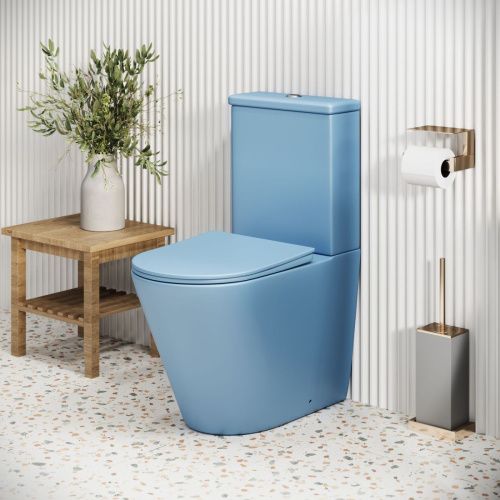 Унитаз напольный с бачком Grossman Color GR-4480BSMS голубой с сиденьем безободковый каскадный смыв - фото 5