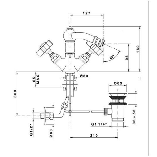 Смеситель Nicolazzi Dames Anglaises 1434BZ18 на биде бронза - фото 2