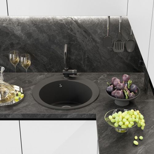 Кухонная мойка Misty Artemida ART-51-01 50х50 цвет черный поверхность матовая - фото 2
