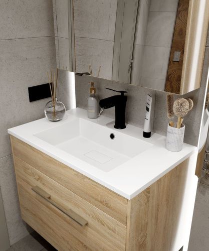 Раковина из искусственного камня Uperwood May 35480000004 80х50 полувстраиваемая цвет белый - фото 3