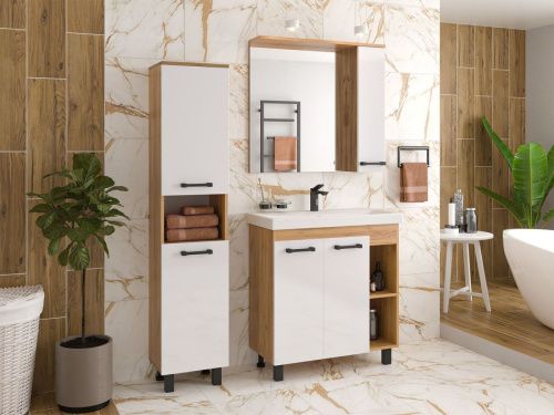 Тумба под раковину Misty Крафт П-Кра-07080-011 80х40 напольная цвет белый/коричневый - фото 5