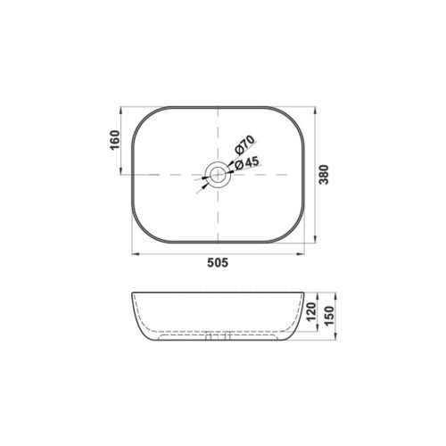Раковина из сантехнического фарфора Melana 320362A-805 50х40 накладная цвет белый без отверстий под смеситель - фото 2