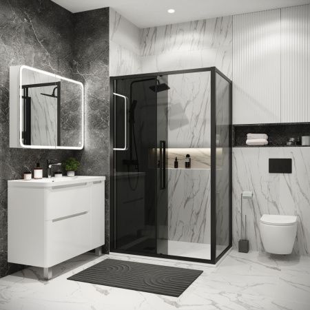 Душевой уголок Grossman Cosmo 120.K33.02.1090.21.10 100х90 стекло тонированное профиль черный без поддона