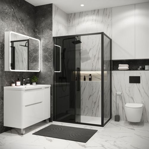 Душевой уголок Grossman Cosmo 120.K33.02.1370.21.10 130х70 стекло тонированное профиль черный без поддона - фото 5