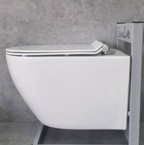 Унитаз подвесной CeramaLux 2196-2 белый с сиденьем микролифт каскадный смыв - фото 2