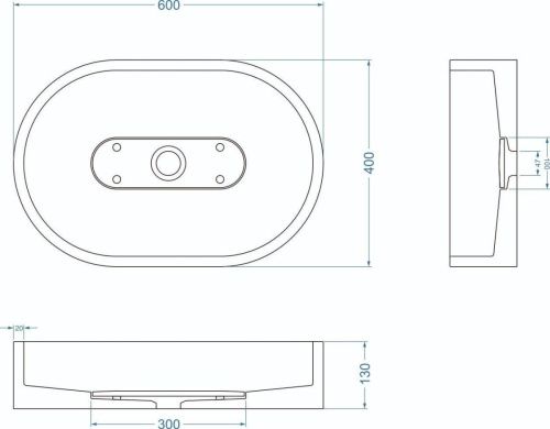 Раковина из искусственного камня Uperwood London 291020320 60х40 накладная цвет черный - фото 2