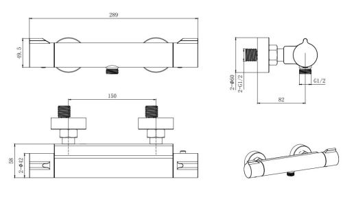 Смеситель для душа Aquatek ВЕГА AQ1063CR настенный хром с термостатом - фото 4