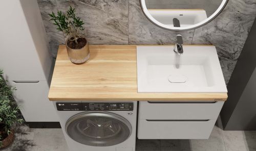 Столешница Jorno WOOD на стиральную машину Wood.06.122/LW 120х50 подвесная цвет коричневый - фото 2