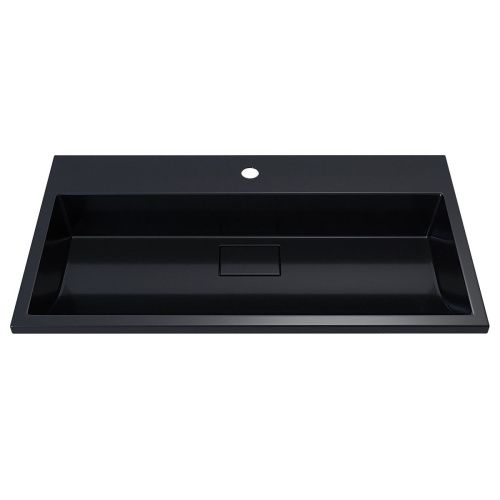 Раковина из искусственного камня Uperwood Barsa 3939193463 80х50 полувстраиваемая цвет черный - фото 5