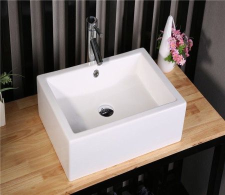 Раковина из сантехнического фаянса CeramaLux 9129 50х40 накладная цвет белый 1 отверстие под смеситель