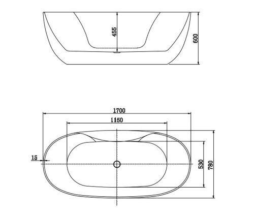 Ванна акриловая Aquatek АПОЛО AQ-1155778 170х80 отдельностоящая овальная с ножками - фото 2