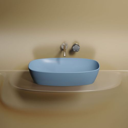 Раковина из сантехнического фарфора Ceramica Nova ELEMENT CN6049ML 60х40 накладная цвет синий без отверстий под смеситель - фото 3