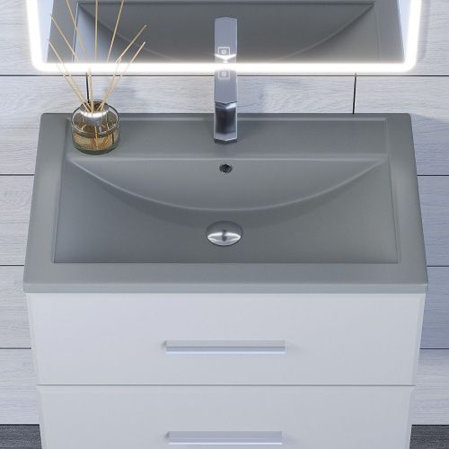 Раковина из искусственного камня Uperwood Foster Quartz 291030033 70х50 полувстраиваемая цвет серый - фото 5