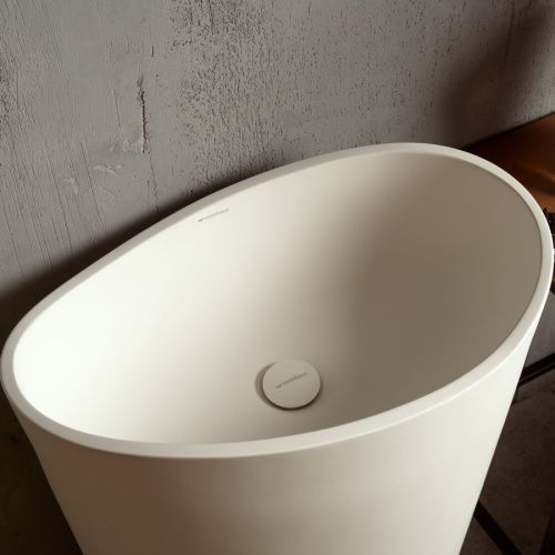 Раковина из искусственного камня MonteBianco Onda grande 13008 60х40 напольная цвет белый без отверстий под смеситель - фото 2