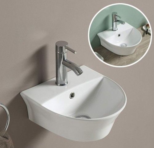 Раковина из сантехнического фаянса CeramaLux 78370 30х40 подвесная цвет белый 1 отверстие под смеситель - фото 2