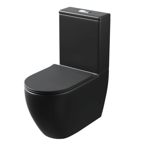 Унитаз напольный с бачком Grossman Торнадо GR-4446BMSQ черный с сиденьем безободковый смыв торнадо