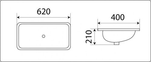 Раковина из сантехнического фаянса CeramaLux 540F 60х40 встраиваемая цвет белый без отверстий под смеситель - фото 4
