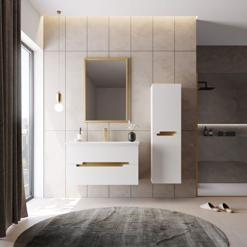 Тумба с раковиной Orka Lodi 5005886 100х50 подвесная цвет белый - фото 2