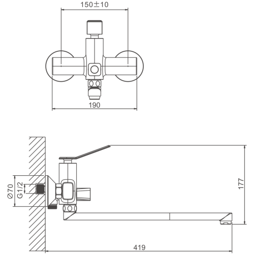 Смеситель для ванны и душа BELZ B22618 настенный хром - фото 2
