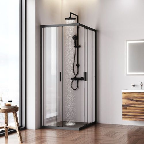 Душевой уголок Am.Pm Gem W90G-403-100280-BT 100х80 стекло прозрачное профиль черный без поддона - фото 3