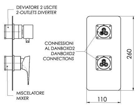 Смеситель для душа Daniel Diva DV612D2KBCR встраиваемый в стену хром