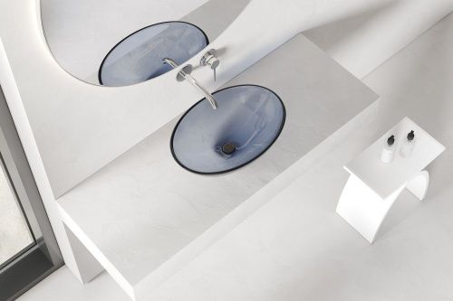 Раковина из полиэфирной смолы Abber Kristall AT2802Saphir 50х40 накладная цвет синий без отверстий под смеситель - фото 4