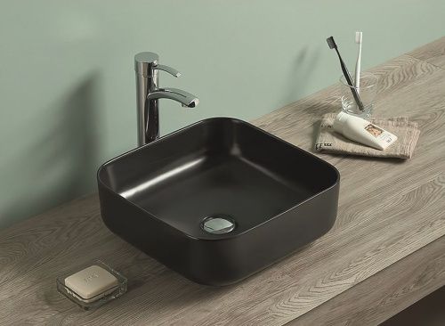 Раковина керамическая Art&Max AM-78110-MB 40х40 накладная цвет черный